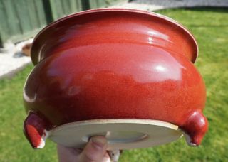 FINE Large Chinese Porcelain Red Glaz Sang de Boeuf Incense Burner Censer QING 8