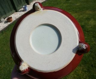 FINE Large Chinese Porcelain Red Glaz Sang de Boeuf Incense Burner Censer QING 9