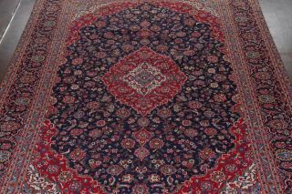 Vintage 9x12 Traditional Floral RED & NAVY BLUE Persian Oriental LARGE Wool Rug 3