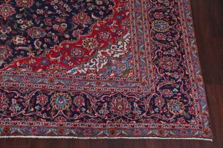 Vintage 9x12 Traditional Floral RED & NAVY BLUE Persian Oriental LARGE Wool Rug 5