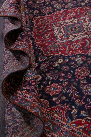 Vintage 9x12 Traditional Floral RED & NAVY BLUE Persian Oriental LARGE Wool Rug 8