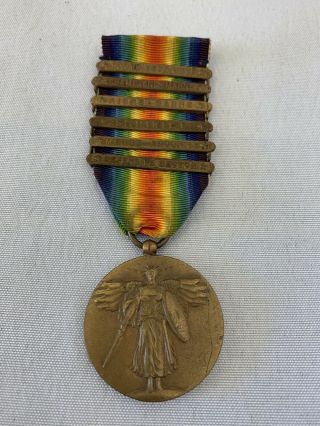 Ww1 U.  S.  Victory Medal With 6 Battle Clasps