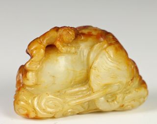 Small Chinese Jade Carving of Figure on Elephant 3