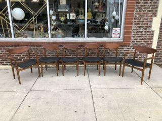 Lane Furniture Co Perception Mid Century Dining Chairs & Table Walnut Set 2