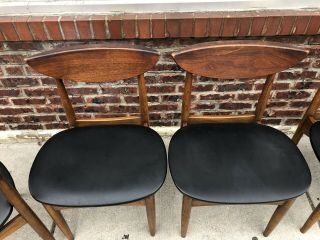Lane Furniture Co Perception Mid Century Dining Chairs & Table Walnut Set 4