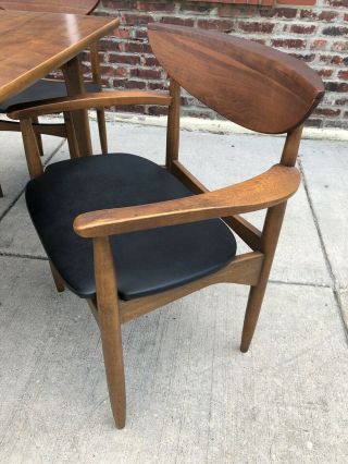 Lane Furniture Co Perception Mid Century Dining Chairs & Table Walnut Set 5