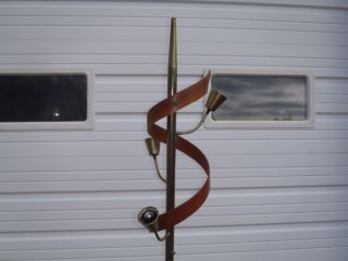 RARE VINTAGE mid - century POLE LAMP,  FLOOR LAMP,  ANTIQUE WALNUT WOOD SWIRL 2