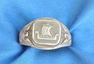 Vintage Sterling Silver Us Army 99th Norwegian Battalion Ring Size - 10.  25 710