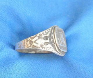 Vintage Sterling Silver US ARMY 99th Norwegian Battalion ring size - 10.  25 710 2
