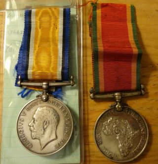 Wwi British War And Wwii Africa Service Medal Pair R.  A.  F.
