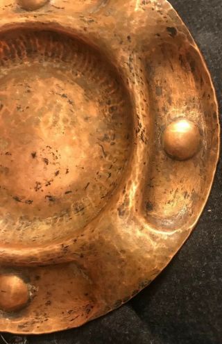 GUSTAV STICKLEY ARTS & CRAFTS HAMMERED COPPER DISH TRAY PLATE SIGNED ALS IK KAN 6