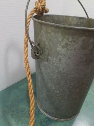 ANTIQUE RUSTIC IRON WATER WELL PULLEY,  WITH GALVANIZED WATER BUCKET/SOME HOLES 8