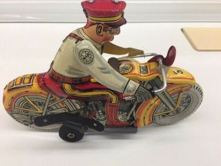 Marx Rookie Cop Police Motorcycle With Siren Wind Up Tin Toy