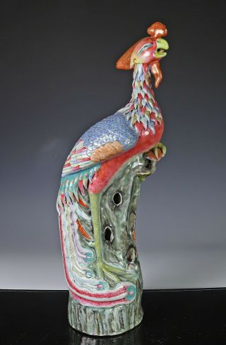 Large Antique Chinese Porcelain Statue Of Standing Phoenix