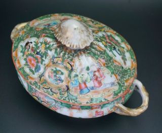 SET Antique Chinese Canton Famille Rose Porcelain Tureen & Lid & Plate 19th C 7