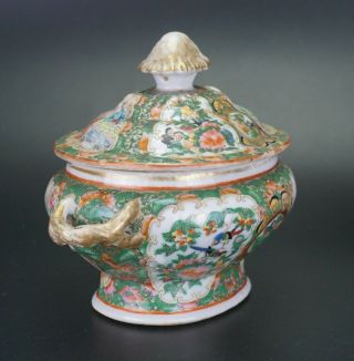 SET Antique Chinese Canton Famille Rose Porcelain Tureen & Lid & Plate 19th C 8