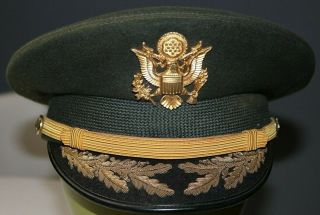 Us Army Field Grade Officer Green Wool Dress Uniform Hat Cap Size 7 1/4