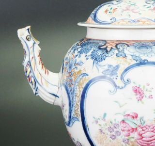 Very LARGE Chinese Porcelain Blue and White Famille Rose Iron Red Teapot 18 C 3