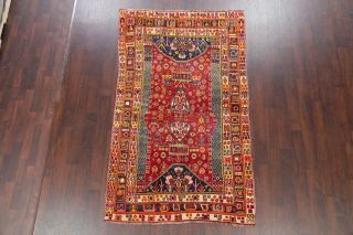 Vintage RED Kashkoli Persian Tribal Area Rug Oriental Wool Hand - made Carpet 5x8 2