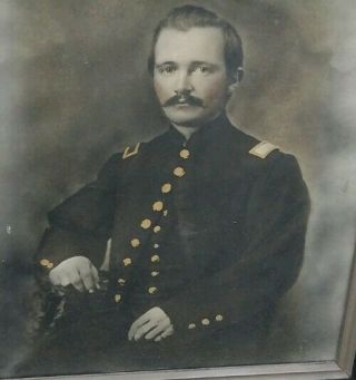 Vintage 19th C.  Civil War Union Officer Charcoal Portrait Image LOOK Photo 2