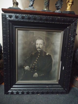 Vintage 19th C.  Civil War Union Officer Charcoal Portrait Image LOOK Photo 3