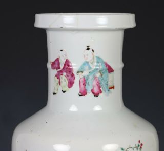 Large Antique Chinese Porcelain Rouleau Vase with Scene of Figures 7