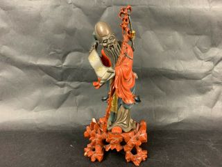 19th/20th C.  Chinese Polychrome Fuzhou Bodiless Lacquer Figure Immortal/shouxing