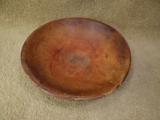 Old Wooden Very Small Turned Dough Bowl Blue Paint 5