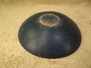 Old Wooden Very Small Turned Dough Bowl Blue Paint 7