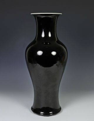 Large Antique Chinese Mirror Black Glazed Vase with Kangxi Mark 2