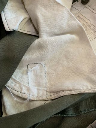 VTG 40s WWII US Army OD Cotton Field Pants 31” Waist Button Fly M43 Selvedge 11