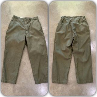 VTG 40s WWII US Army OD Cotton Field Pants 31” Waist Button Fly M43 Selvedge 12