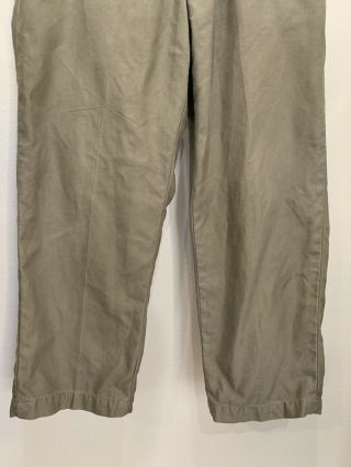 VTG 40s WWII US Army OD Cotton Field Pants 31” Waist Button Fly M43 Selvedge 3
