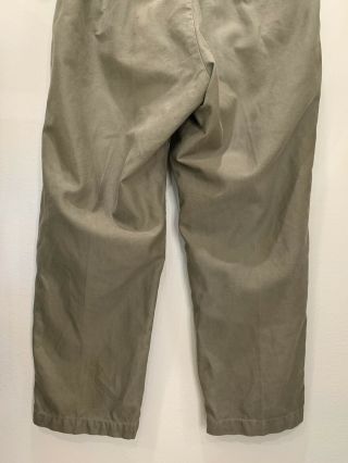 VTG 40s WWII US Army OD Cotton Field Pants 31” Waist Button Fly M43 Selvedge 5