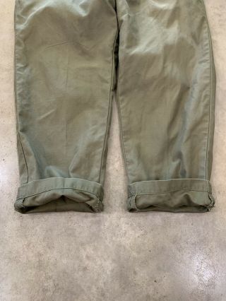 VTG 40s WWII US Army OD Cotton Field Pants 31” Waist Button Fly M43 Selvedge 8