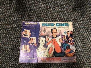 Rare 1965 The Munsters Hasbro Deluxe Magic Rub Ons Set Game