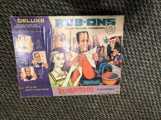 Rare 1965 THE MUNSTERS Hasbro Deluxe Magic Rub Ons Set Game 2