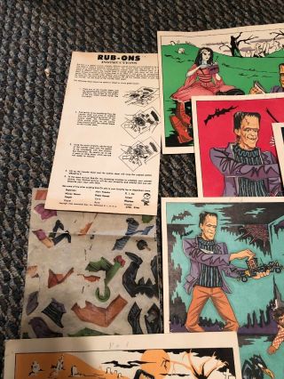 Rare 1965 THE MUNSTERS Hasbro Deluxe Magic Rub Ons Set Game 7