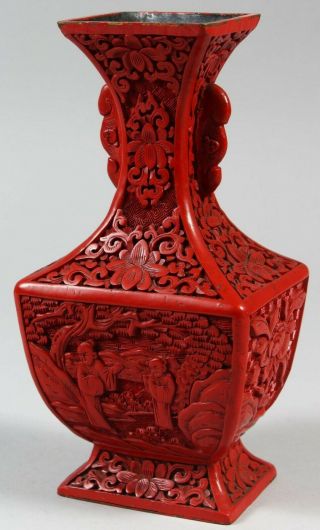 Chinese Cinnabar Lacquer Vase 19thc