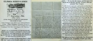 Civil War Lt 49th Wisconsin Infantry Rutgers College Nj Polk Party Letter Signed