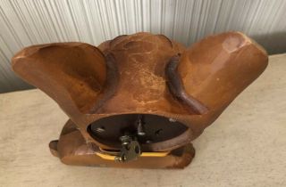 Vintage Antique 6” Carved Wood Rolling Eyes Terrier Dog Clock Oswald Germany 7