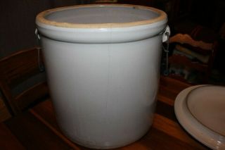 Western stoneware water cooler crock 5 gallon brass spout antique IA 2