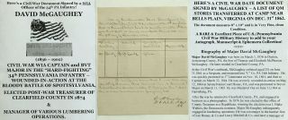 Civil War Wia Spottslvania Major 34th Pa Infantry 5th Pa Document Signed 1862 Vf