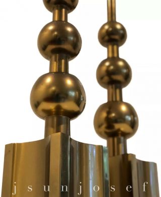 Pair Brass Mid Century Sculptural Architectural Graduated Ball Lamps By Stiffel
