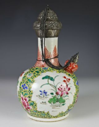 Antique Chinese Enameled Porcelain Kendi For The Persian Market - 18c Is