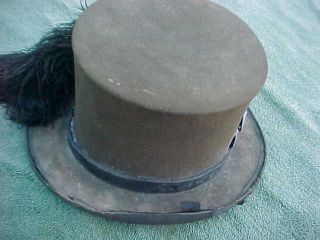Old Civil War Period Top Hat w Brass Eagle & Ostrich Feather by Brown & William 9