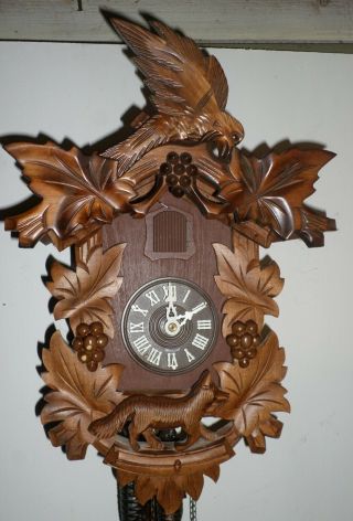 Rare German Black Forest Bachmeier & Klemmer Fox In Grape Vineyard Cuckoo Clock