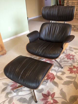 Vintage Plycraft “herman Miller Eames Style” Lounge Chair And Ottoman Dark Brown