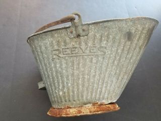 Antique Reeves Galvanized Steel Coal - Ash - Kindling Bucket 17