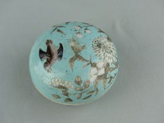 Chinese Dayazhai Style Enamel Circular Porcelain Box 19th Century Birds Flowers